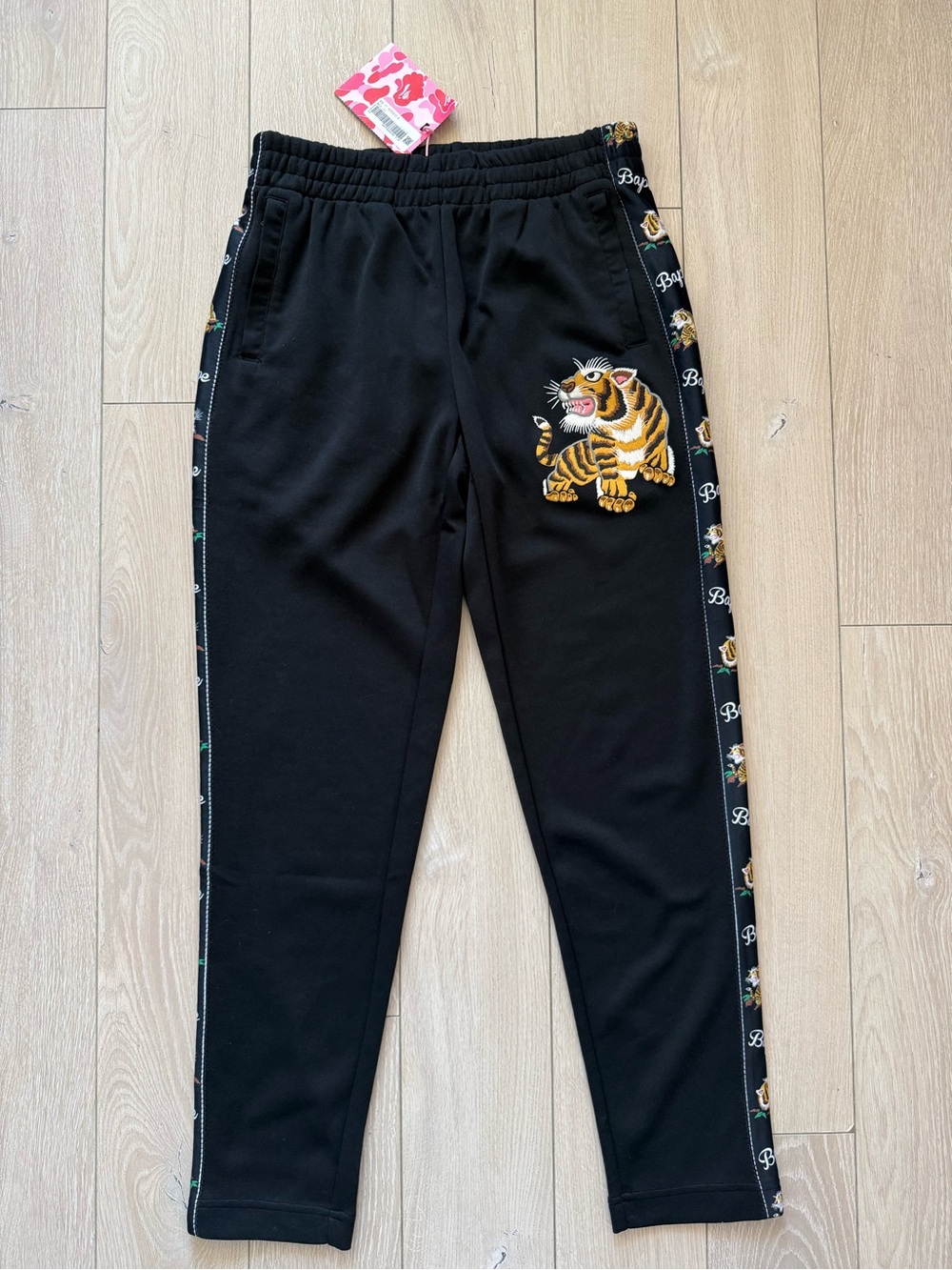 NWT A Bathing Ape (BAPE) Tiger Jersey Pants in Black Women’s Size XS
